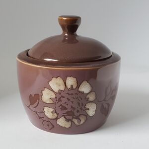 Stokes Reactive Flower Sugar Bowl with Lid Vintage Stoneware